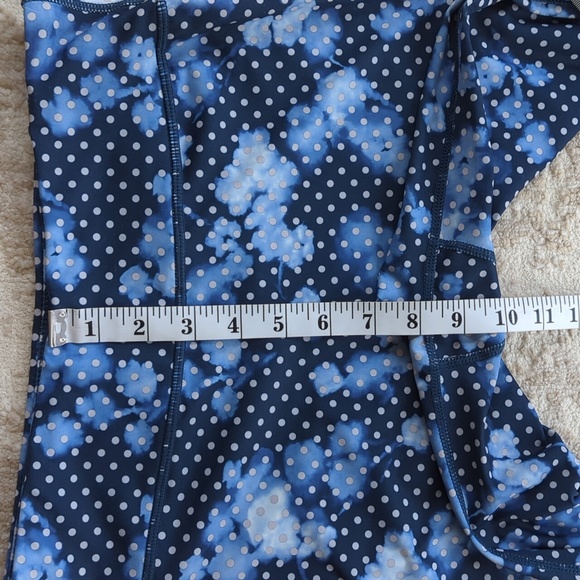 Inner Spirit Polka Dot Yoga Leggings S Blue White Pattern - Picture 14 of 15